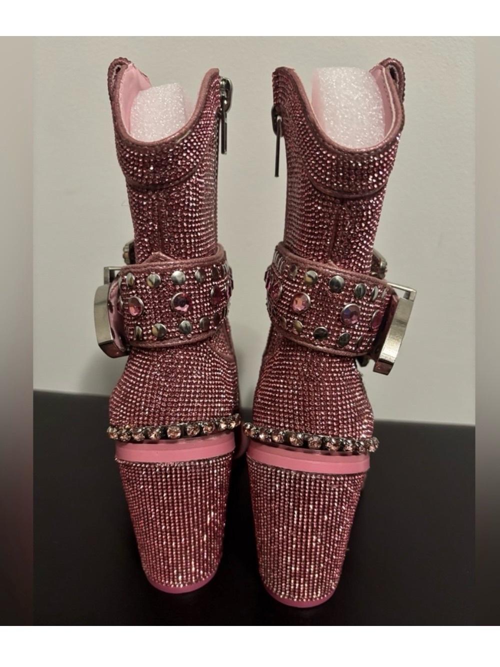 NWOB Dolls Kill / Club Exx Pink Sharp Sheriff Shine Cowboy Boots - Picture 3 of 5
